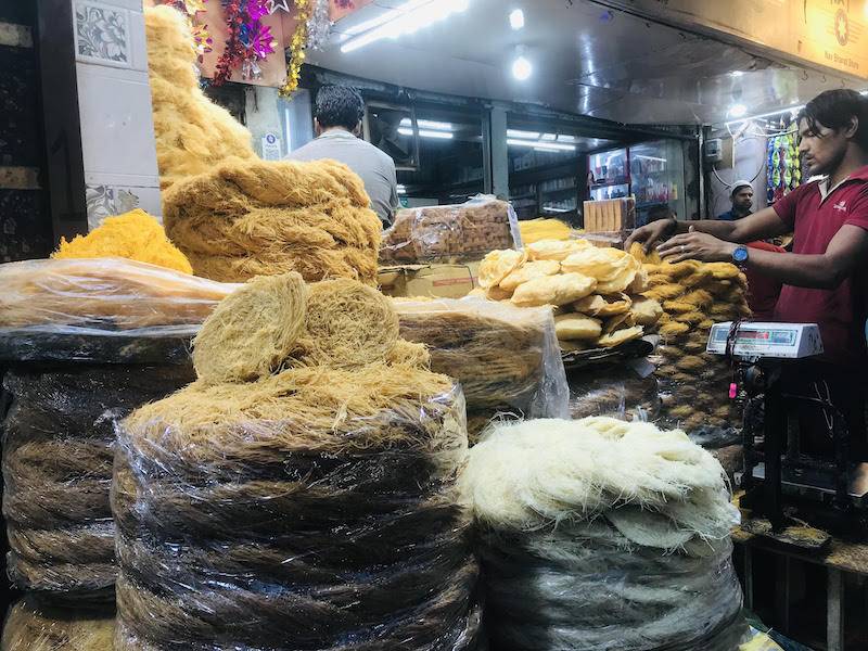 A shop selling delicacies like the much loved Sevaiyaan near Jama Masjid